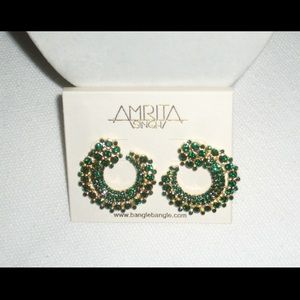 Amrita Singh open cir Statement Earrings emerald green